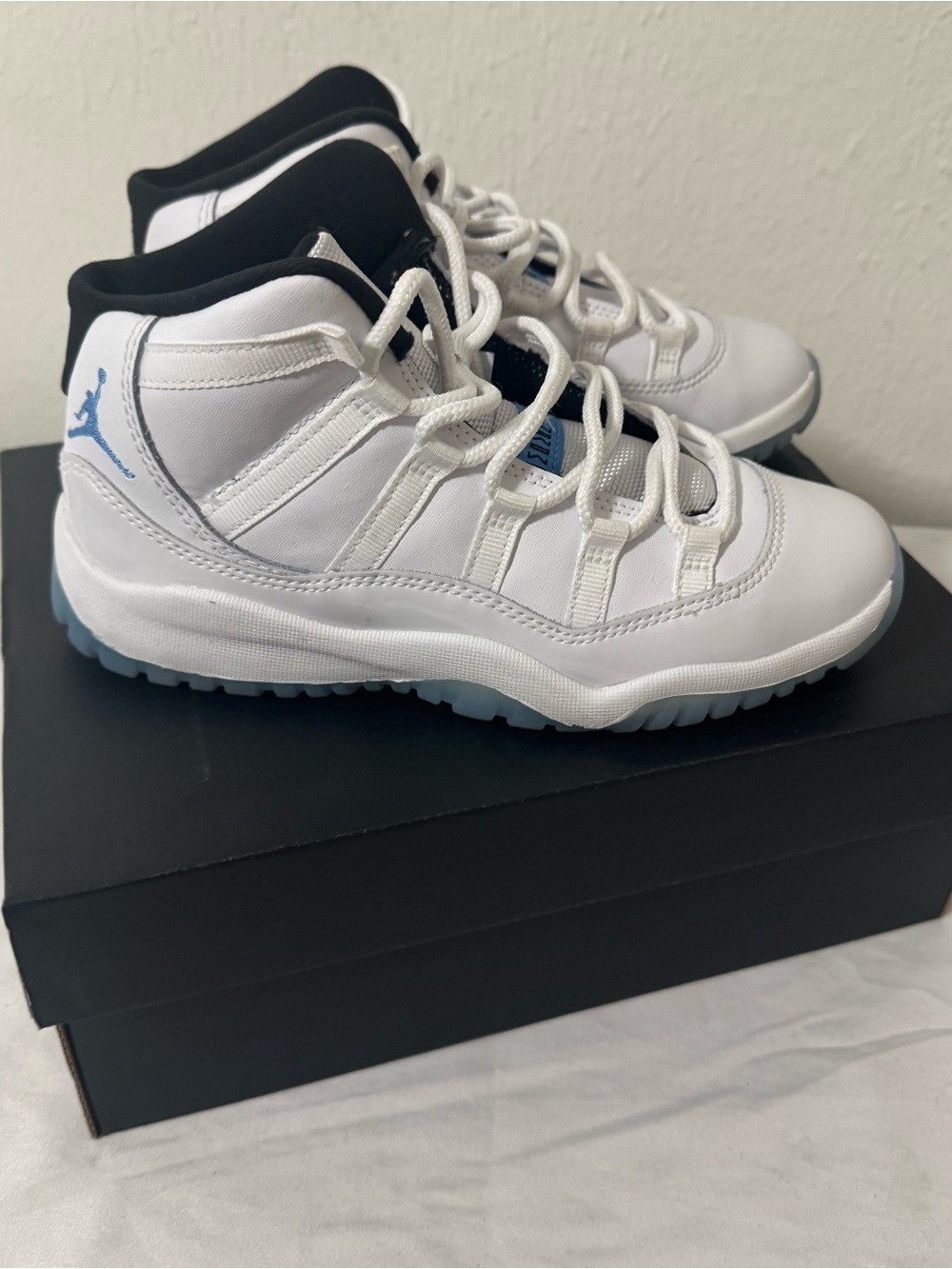 Jordan 11 Retro (PS) 2Y Kids Shoes White/Legend Blue-Black with Box 378039-104